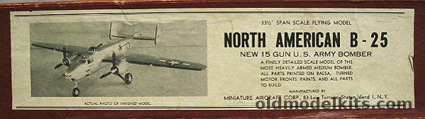 Miniature Aircraft North American B-25 Army Bomber plastic model kit